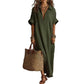 Dames Minimalistisch Effen Kleur Maxi Jurk