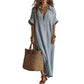 Dames Minimalistisch Effen Kleur Maxi Jurk