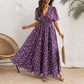 Dames Elegante Bloemen V-Hals Jurk