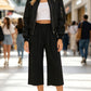 Dames Hoge Taille Gesmockte Wijdbeens Broek