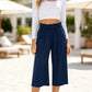 Dames Hoge Taille Gesmockte Wijdbeens Broek