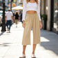 Dames Hoge Taille Gesmockte Wijdbeens Broek