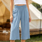 Dames Hoge Taille Gesmockte Wijdbeens Broek