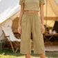 Dames Hoge Taille Gesmockte Wijdbeens Broek