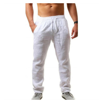 Heren Casual Linnen Trekkoord Broek