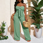 Dames Strapless Hoge Taille Wijde Pijp Jumpsuit