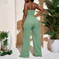Dames Strapless Hoge Taille Wijde Pijp Jumpsuit