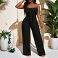 Dames Strapless Hoge Taille Wijde Pijp Jumpsuit