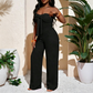 Dames Strapless Hoge Taille Wijde Pijp Jumpsuit