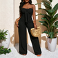 Dames Strapless Hoge Taille Wijde Pijp Jumpsuit