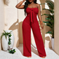 Dames Strapless Hoge Taille Wijde Pijp Jumpsuit