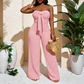 Dames Strapless Hoge Taille Wijde Pijp Jumpsuit