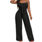 Dames Strapless Hoge Taille Wijde Pijp Jumpsuit