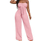 Dames Strapless Hoge Taille Wijde Pijp Jumpsuit