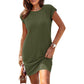 Dames Ronde Hals Effen Kleur Jurk