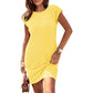 Dames Ronde Hals Effen Kleur Jurk
