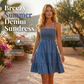 Dames Mouwloze Knielengte Denim Jurk