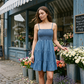 Dames Mouwloze Knielengte Denim Jurk