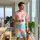 Heren Gradiënt Korte Mouw en Shorts Set