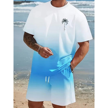 Heren Gradiënt Korte Mouw en Shorts Set