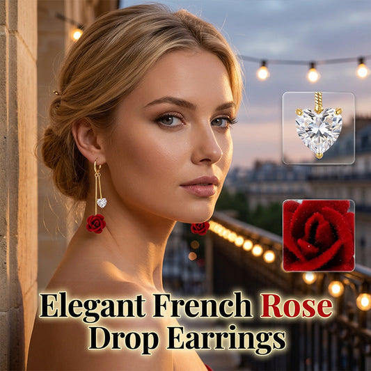 Franse Vintage Rode Roos Hangoorbellen