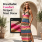 Dames Ademende Comfort Gestreepte Maxi Jurk