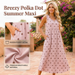 Dames Mouwloze Polka Dot Maxi Jurk met Zakken V-Hals Zomer Sundress