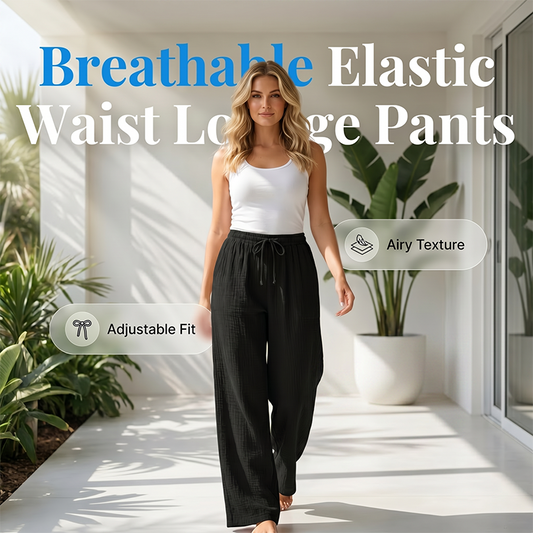 Dames Elastische Taille Katoenen Loungewear Broek