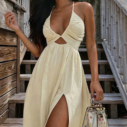 Dames Zomer Sexy V-Hals Maxi Jurk