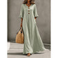 poeak™ Dames V-hals Losse Maxi Jurk – Vloeiend Silhouet & Dagelijks Comfort