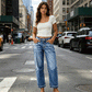Dames Rekbare Klassieke Denim Jeans
