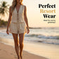 Dames Zomer Strikvoorkant Vest en Shorts Set