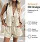 Dames Zomer Strikvoorkant Vest en Shorts Set