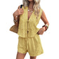 Dames Zomer Strikvoorkant Vest en Shorts Set