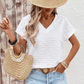 Dames Elegante Korte Mouw V-Hals Top