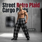 Heren Retro Geruite Losse Cargo Broek