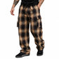 Heren Retro Geruite Losse Cargo Broek