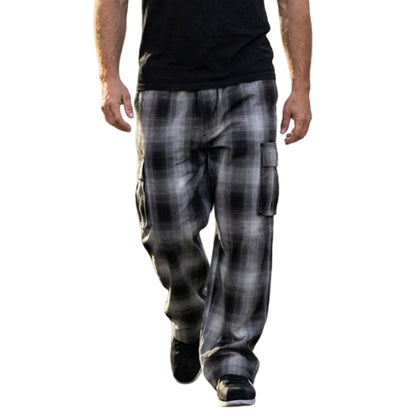 Heren Retro Geruite Losse Cargo Broek