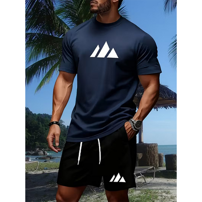 Heren Korte Mouw T-Shirt & Trekkoord Shorts Set