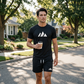 Heren Korte Mouw T-Shirt & Trekkoord Shorts Set