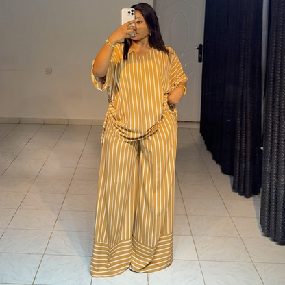 Women’s Striped 2-Piece Set Top & Wide Leg Pants