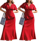 Women's V-Neck Polka Dot Maxi Dress