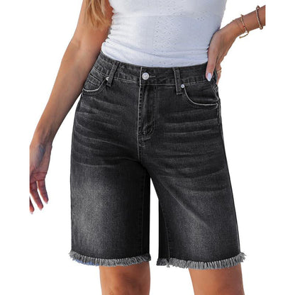 Dames Casual Hoge Taille Franjes Denim Shorts