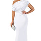 Dames Elegante Effen Kleur Strapless Slanke Lange Jurk