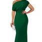 Dames Elegante Effen Kleur Strapless Slanke Lange Jurk