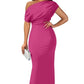 Dames Elegante Effen Kleur Strapless Slanke Lange Jurk