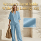 Dames Casual V-hals Top en Wijde Broek Set