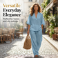 Dames Casual V-hals Top en Wijde Broek Set