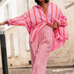 Dames Oversized Gestreept Knoopjesoverhemd
