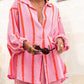 Dames Oversized Gestreept Knoopjesoverhemd